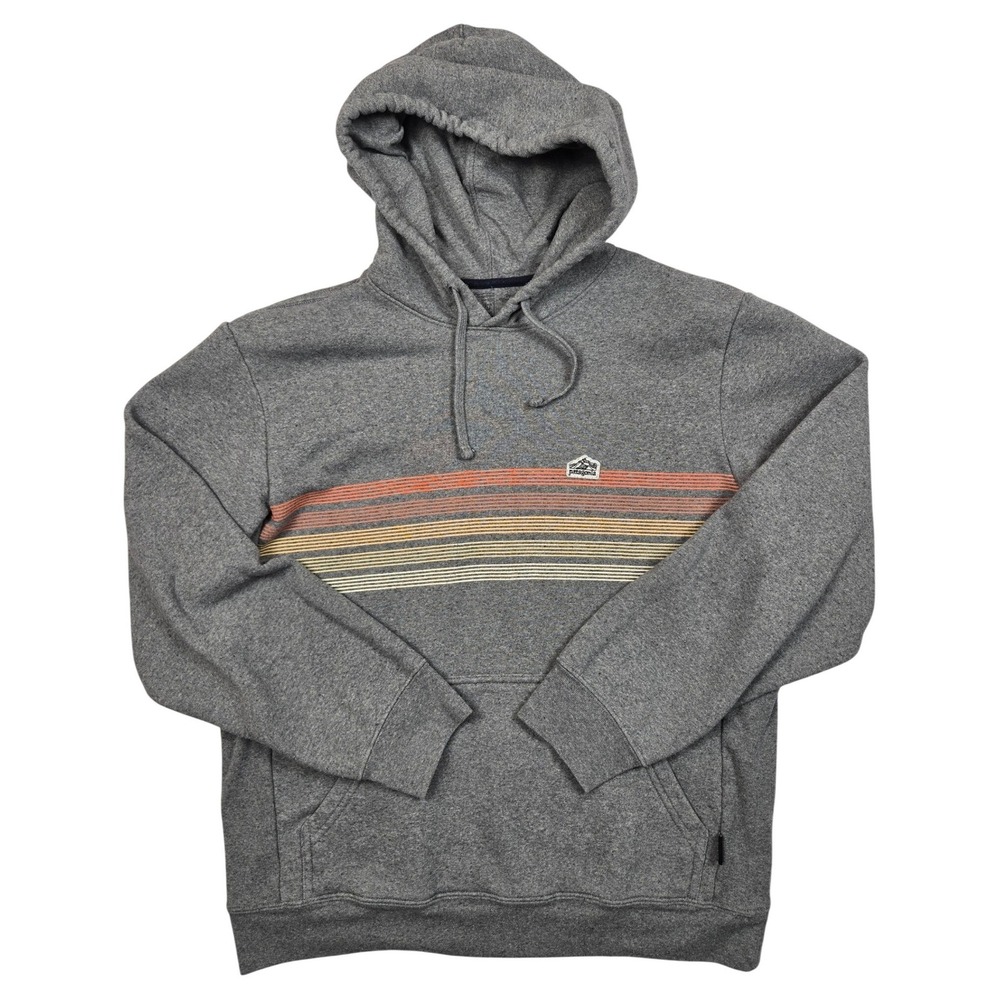 Patagonia‎ Uprisal Hoody Mens Medium Grey Striped Good Recycled Pullover Hoodie - Picture 5 of 15